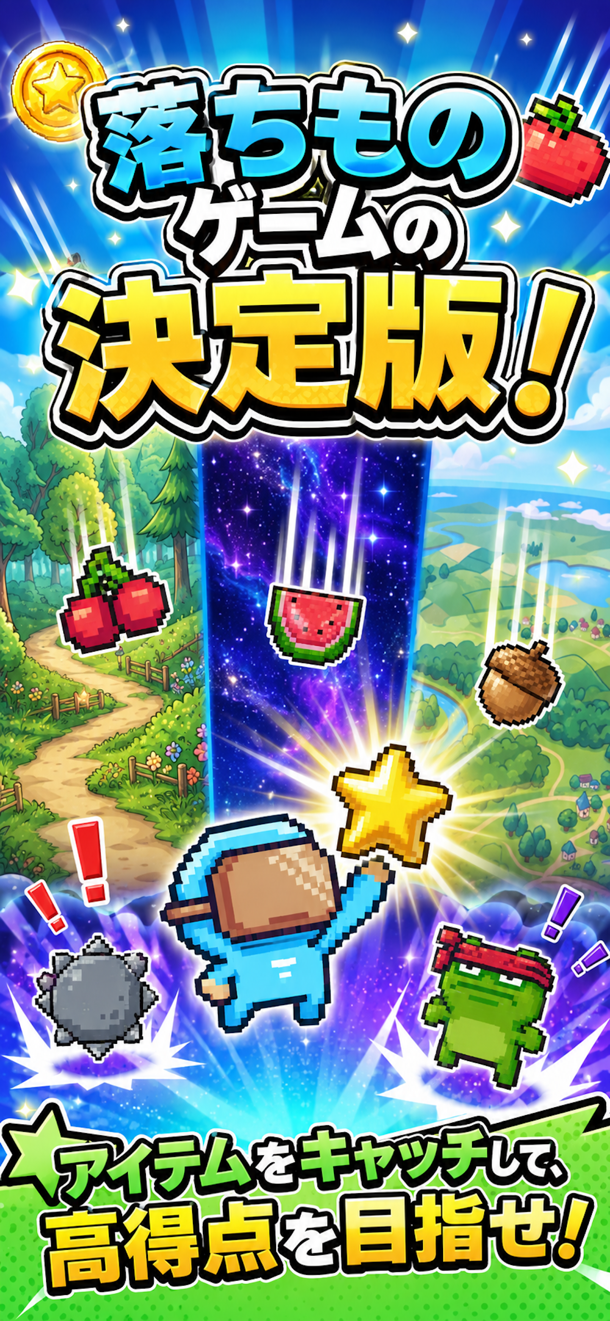 落ちものゲームの決定版！アイテムをキャッチして、高得点を目指せ！
